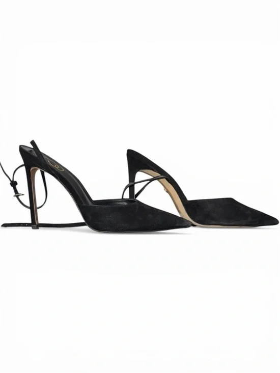 Sam Edelman Black Pointed-Toe Ankle-Strap Heels - Picture 3 of 4